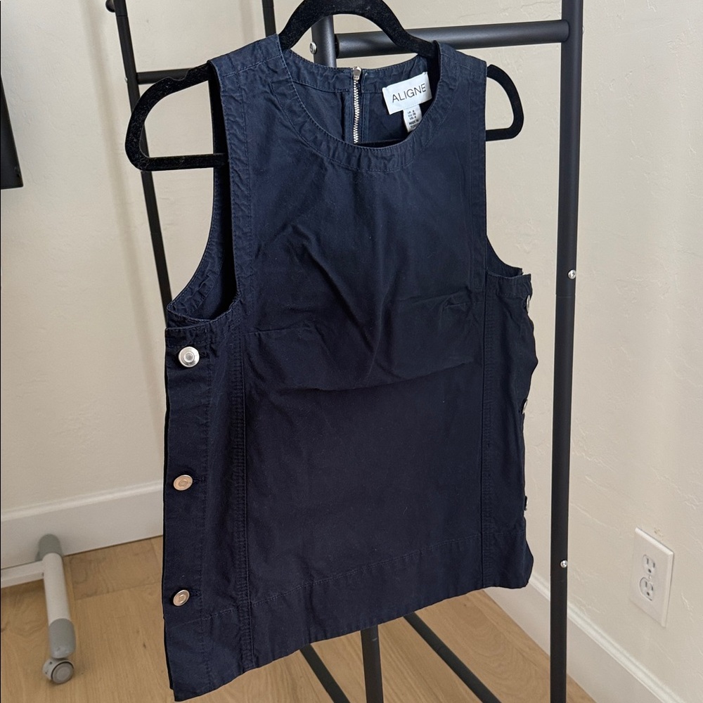 Aligne Navy Side Button Sleeveless Top